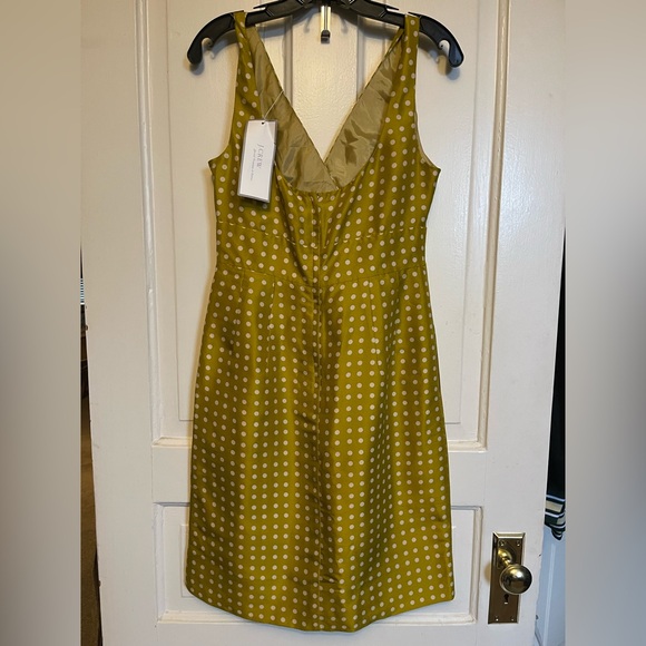J. Crew NWT Mustard Polka Dot Midi Dress - Picture 5 of 11